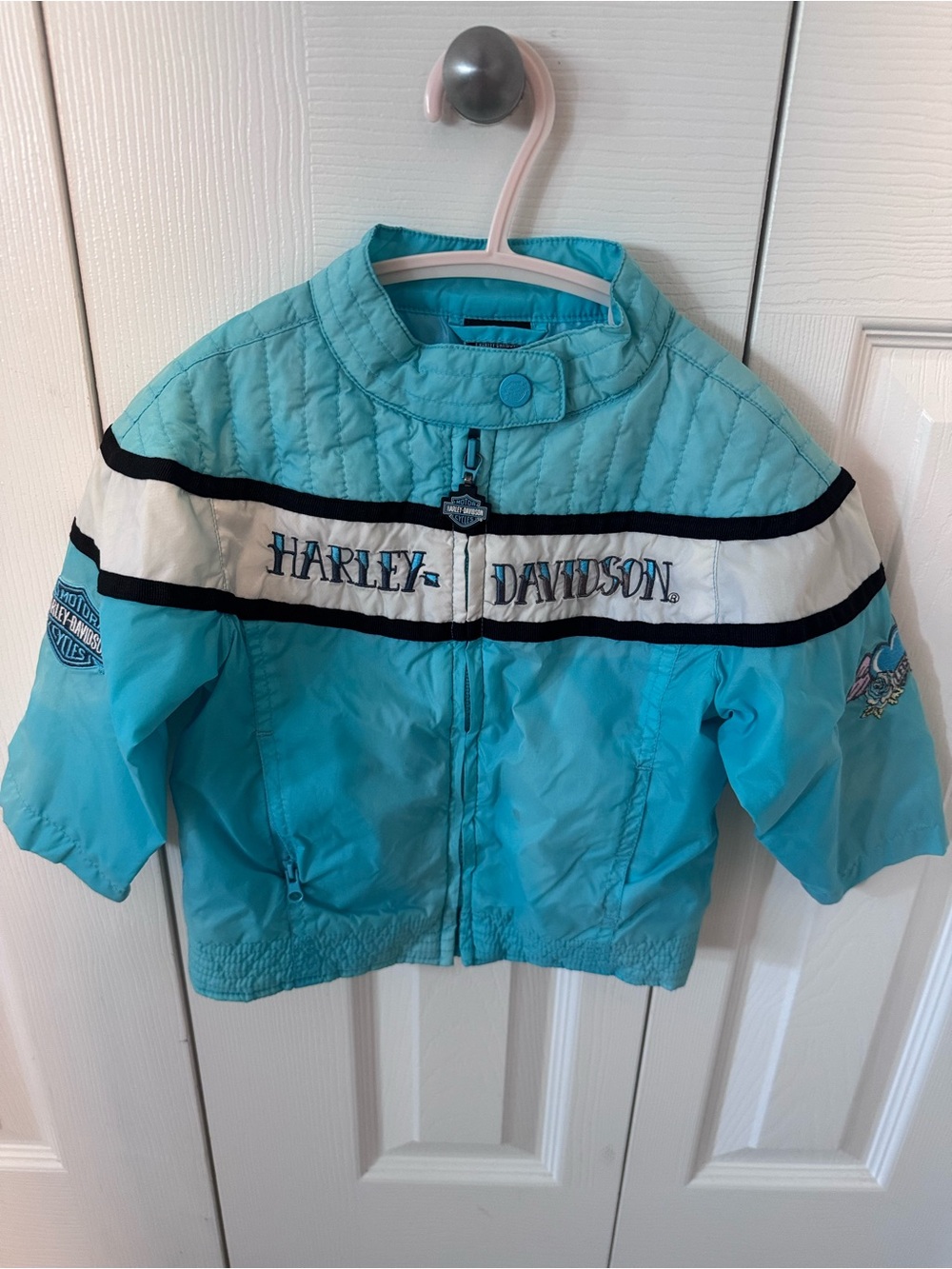 Harley Davidson Motorcycles Kids Teal Nylon Jacket, Size 2T